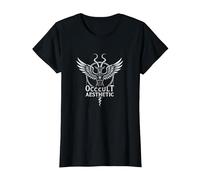 Baphomet Art Mystique chèvre ailée esthétique Occulte T-Shirt, Femme, Noir, M