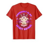 Baphomet is My Spirit Animal I Cute Satanic Goat T-Shirt, Homme, Rouge, M