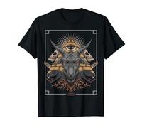 Baphomet Pyramide en Forme de chèvre 666 Païen Sataniste Athée Halloween T-Shirt Graphique avec Valeur