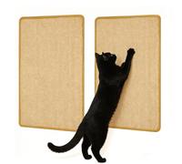 BAPPKON Lot de 2 tapis griffoirs en sisal naturel pour chat, 50 x 25 cm, protection d'intérieur pour tapis, canapés et murs, durable, antidérapant, multi-usage pour chats (beige)