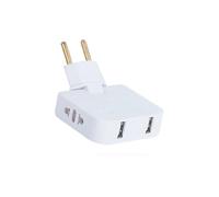 BAPPRJJ Prises secteur UE 4 en 1 USB vers prise UE Convertisseurs rotatifs à 180 degrés avec 2 ports USB Prise électrique Prise secteur(Whit)