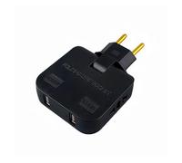 BAPPRJJ Prises secteur UE 4 en 1 USB vers prise UE Convertisseurs rotatifs à 180 degrés avec 2 ports USB Prise électrique Prise secteur(Black)