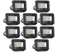 bapro 10pcs 50W 5000LM Lumières Extérieures 3500K Projecteur LED Ultra Mince Spot LED Extérieur Projecteur LED Extérieur Blanc Froid Lampe Projecteur IP65 Etanche Câble 0.5M