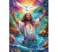 Baptême de Jésus 300 Pieces Casse-tête Créatif en Carton Épais Rigide Contes de fées fantastiques d'animaux Sauvages Difficulté Moyenne Activité Manuelle Loisir Créatif Cadeau Noël Qualité Premium 3