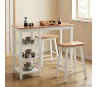 Bar 3 pcs MDF Mobilier Meubles de Bar Bistrot Chaises Table Blanc/Noir vidaXL