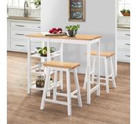 Bar 3 pcs MDF Mobilier Meubles de Bar Bistrot Chaises Table Blanc/Noir vidaXL