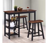 Bar 3 pcs MDF Mobilier Meubles de Bar Bistrot Chaises Table Blanc/Noir vidaXL