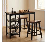 Bar 3 pcs MDF Mobilier Meubles de Bar Bistrot Chaises Table Blanc/Noir vidaXL