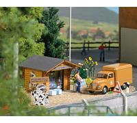 Bar À Lait : Cabane En Bois + Accessoires HO/OO Échelle Busch 1982