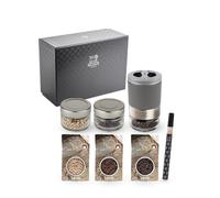 Peugeot - Moulin À Poivre Maestro - 10cm Réglage u'Select - 3 Poivres Premium, 3 Fioles Vides Interchangeables, Feutre - Fabrication Française - en Bois PEFC & INOX - Coloris Gris Roche