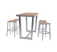 Axi James Mange Debout Table Haute Avec 4 Tabourets Aluminium, Aspet Bois | Table Haute Et Bar Avec Tabouret De Bar - 5-Pièces Bar Pour L'Extérieur / Jardin