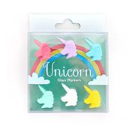 Bar Amigos Lot de 6 marqueurs de verre à vin en silicone en forme de licorne - Parfaits pour les fêtes - Se collent facilement sur les côtés de tous les types de verres et bouteilles
