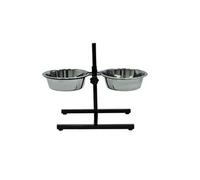 Bar avec 2 mangeoires inox - 2 x 1570 ml - Pour chien