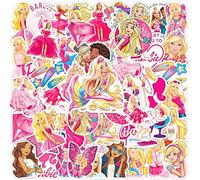 Bar-bie Lot de 100 autocollants Bar-bie, princesse, en vinyle, imperméables, pour enfants, skateboard, bagage, réfrigérateur, anime, petit cadeau pour fille