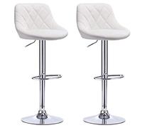 Bar Chaise Famille Tabouret Bar Tabouret Bar Tabouret PU Leather Modern Fashion Hauteur Réglable avec Journal Meubles Home Kitchen Cafe Office 2 pièces/Ensemble Noir et Blanc (Couleur: Noir Made in