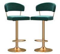 Bar chaises de comptoir tabourets de Bar Ensemble de 2, tabourets îles à Petit-déjeuner en Velours Confortables, Dossier Creux Repose-Pieds, soulevant Le Tabouret de Bar pivotant (Vert, 45-60 cm