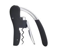 BAR CRAFT Barcraft Tire-Bouchon De Luxe, Décapsuleur De Bouteilles De Vin Avec Coupe-Feuille Intégré, Noir Et Chrome