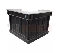 Bar d'angle 140cm x 140cm en pin massif - Chester : Finition - Noir, Plateau - Pin massif