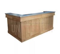 Bar d'angle moderne en chêne massif 240cm x 140cm avec espace Frigo, retour à droite - Chester : Finition - Chêne naturel