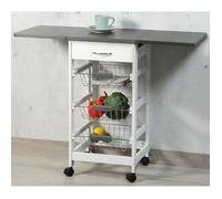 Bar de cuisine - Kesper - Chariot sur roulettes - Plateau rabattable - Design contemporain - Blanc