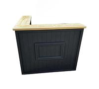 Bar de jardin en forme de L avec dessus gris/transparent pour intérieur et extérieur, bar en bois pour maison, gin, cocktails et Man Cave Version 4 (130 x 150 x 102 cm, gauche)