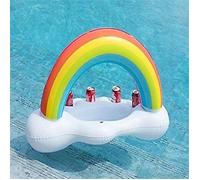 Bar de piscine gonflable Rainbow Cloud ¿ Porte-gobelet flottant et station de collations pour les fêtes d'été et les plaisirs de la piscine