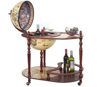 Bar De Salon Avec Table Hwc-D84, Minibar, Globe Terrestre Ø 42cm, Roulant, Bois D'eucalyptus Multicolore