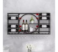 Bar de vin monté sur Mousse à vin étagères flottantes étagères en Verre de Bouteille en Verre Moderne en métal étalon pour Le Restaurant, noir-120x11x72cm Made in China