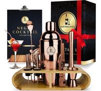 Bar Dedicated - Set de 16 pièces pour cocktails - Shaker à cocktail avec support en bambou - Avec livre de recettes anglaises (750 ml)
