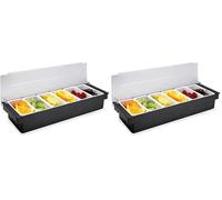 bar@drinkstuff Distributeur de condiments en plastique 6 compartiments Noir