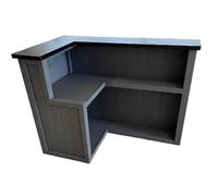 Bar en bois en forme de L gris foncé/noir pour intérieur et extérieur, maison, jardin, cocktail et gin bar avec motif Man Cave (140 x 80 x 102 cm)