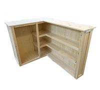 Bar en bois en forme de L pour réfrigérateur intérieur/extérieur Gin & Cocktail Bar avec Man Cave Ready Design (140 cm x 110 cm x 102 cm à droite)