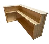 Bar en bois rustique en forme de L pour intérieur et extérieur, bar à gin et cocktail avec effet brûlé, 200 cm x 120 cm x 102 cm, idéal pour les grottes d'hommes