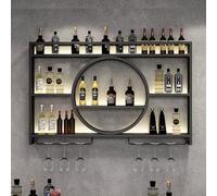 Bar en métal Moderne Suspendu à vin Suspendu, Porte-vin en Mur à Manger pour Les Bouteilles de vin, Porte-vin en Mur, en Verre de vin Industriel en Verre Mural, Rangement Multicouche, Peut Tenir var