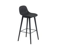 Bar Fibre Tabouret m.Wood de Base et Le Dossier Noir/ Noir H97.5 cm