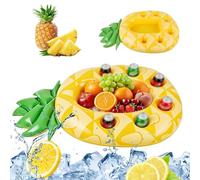 Bar Flottant pour Piscine Ananas, Porte Gobelet Gonflable Flottant, 2 en 1 Boissons et Porte Collation Bar de Piscines 7 Trous, Bars Flottants pour Piscine, pour Fête Piscines Été Plage