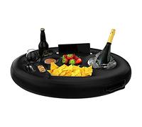 Bar flottant pour piscine, Lit de glace gonflable pour Piscine, Plaque de billard,Porte-gobelet gonflable Placez des fruits, du vin rouge, des téléphones portables, etc,(Noir, 70 * 50 * 10cm)