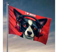 Bar For Man Cave A Dog wearing Headphones With Musical Notes Around It Flag Baby Nursery Decor Baby Nursery Decor (152 x 244 cm)
