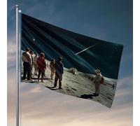 Bar For Man Cave A Group Of People Observe A Meteor Shower on a Snowy Landscape. Drapeau Décoration de chambre de bébé (60 x 90 cm)