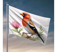 Bar For Man Cave A Vibrant Bird Perches On A Rock Side A Pink Flower Flag Baby Nursery Decor Baby Nursery Decor (120 x 180 cm)