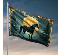 Bar For Man Cave Berlin Crunchts: A Mystical Night With Horse And Moon Flag Funny Decor For Bar Flags Decorative House Flags (120 x 180 cm)