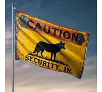 Bar For Man Cave Caution : Security In Action - Panneau d'avertissement loup pour décoration amusante de drapeaux de bar (60 x 90 cm)