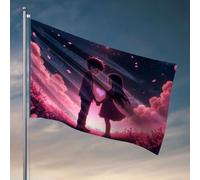 Bar For Man Cave Two Anime Characters Holding Hands Under A Starry Sky With Pink Petals Fall Flag Decorations For The Kitchen Man Cave Rules (152 x 244 cm)