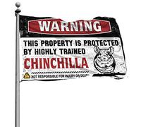 Bar For Man Cave Warning This Property Is Protected By A Highly Trained Chinchilla Flag Car Flags For Room Man Cave Drapeaux (152 x 244 cm)