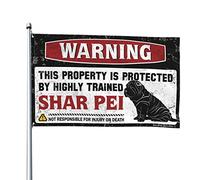 Bar For Man Cave Warning This Property Is Protected By A Highly Trained Flag Drapeaux Shar Pei pour chambre de fille Décoration de balcon (30 x 45 cm)