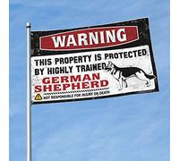 Bar for Man Cave Warning This Property Is Protected By A Highly Trained German Shepherd Flag Drapeaux For Girls Room Balcony Decor (30 x 45 cm)