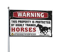 Bar For Man Cave Warning This Property Is Protected By A Highly Trained Horses Flag Drapeaux de voiture pour chambre Man Cave Drapeaux (152 x 244 cm)
