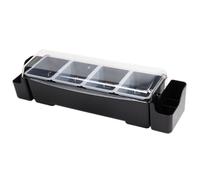 Bar Fruit Caddy avec Couvercle, Glace en Plastique Caddy Condiment réfrigéré avec 4 Compartiments Amovibles, Plateau de Garniture Facile pour Le Buffet de Restaurant, Bar, Condiment à Domicile