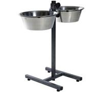 Bar gamelle 2 × 4.5 L ø 28 cm H 60 CM max pour chiens Argent G