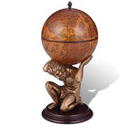 Bar globe Atlas avec carte du monde ancienne, 42 x 42 x 85 cm, base en MDF, 4 compartiments, armoire de bar et bar de maison pour salon, salle à manger et salle de fête, étagère à vin et armoire à